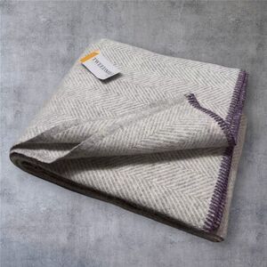 Tweedmill 50x70in 100% Wool Fishbone Stripe Oversized Throw Blanket Gray/Purple